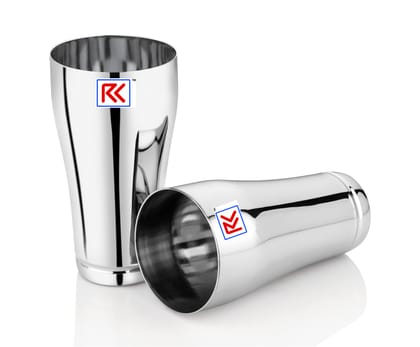 RK GLASSES Stainless Steel Jumbo Lassi Glass | 700 ml Each Water Glasses with Big Premium Traditional Shape | Glass Set with Silver Finish I Serves Lassi, Lemonade, Water, Juice, Mocktail Set of 2