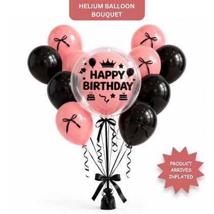 Fashionista Black Bows & Ribbons Birthday Helium Balloon Bouquet Set of 22 PC