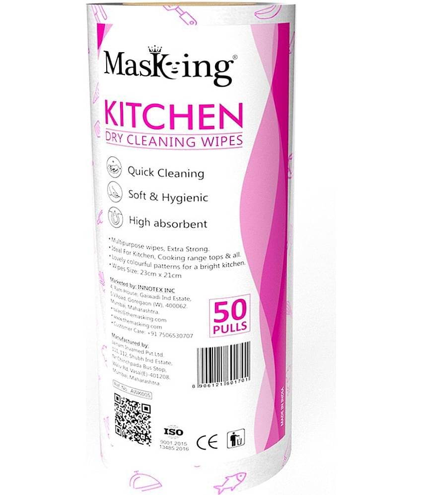 Masking Non-Woven Reusable & Washable Multi Surface Cleaner Wipes Pink 50 no.s