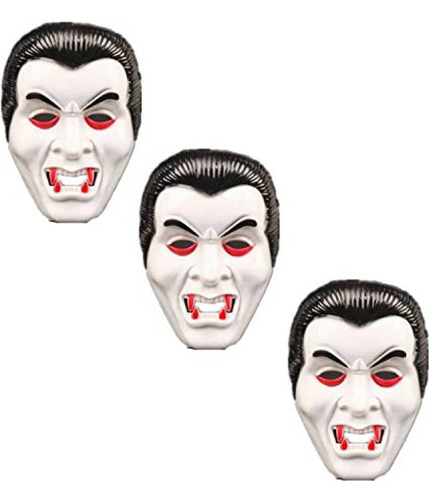 Kaku Fancy Dresses Vampire Dracula Face For Halloween Costume | Scary Vampire Face For Roleplay, Cosplay For Kids - Pack of 3