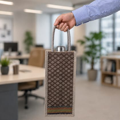 Handcrafted Jute Utility Mat with Textured Fabric Panel Handcrafted Jute Utility Mat with Textured Fabric Panel