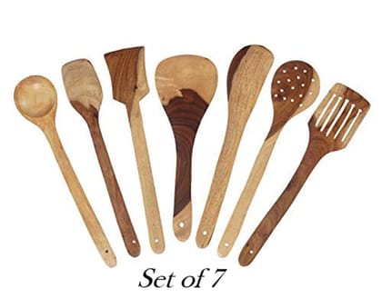 Natural Wooden Spoon Set For Cooking Includes Frying Serving Spatula Chapati Natural Wooden Spoon Set For Cooking Includes Frying Serving Spatula Chapati