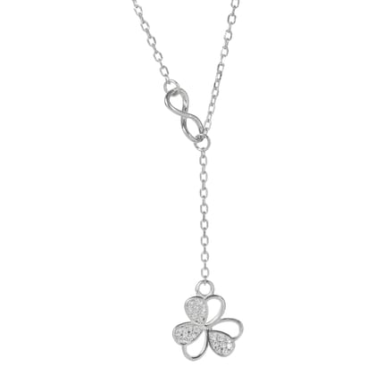 Sterling Silver Infinity Clover Pendant Necklace for Women | 925 Silver Adjustable Chain with Cubic Zirconia Stones I Weight - 2.95 gram Sterling Silver Infinity Clover Pendant Necklace for Women | 925 Silver Adjustable Chain with Cubic Zirconia Stones I Weight - 2.95 gram