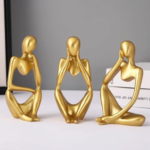 Decorative Abstract Thinker Men Statue Set of 3 Modern Art Showpiece Sculpture (Fantasy, Resin,13CmX6Cm)