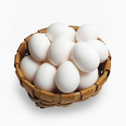 Fresh White Eggs in Basket - 3 kg - 30 farm-fresh white eggs in a basket