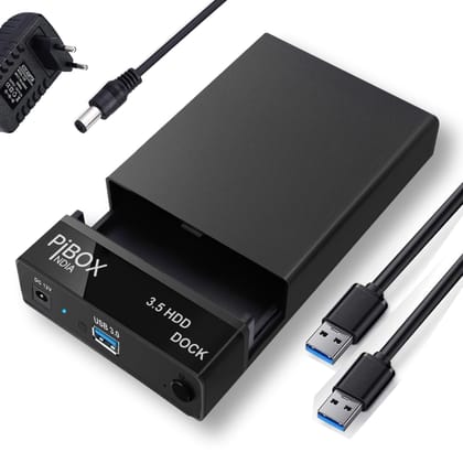 Hard Drive Enclosure, PiBOX India USB 3.0 External Hard Drive Docking Station for 3.5/2.5 Inch SATA Hard Drives/SSD with 16 TB+, Tool-Free HDD Enclosure with 12V/2A Power Supply UASP Acceleration Hard Drive Enclosure, PiBOX India USB 3.0 External Hard Dr