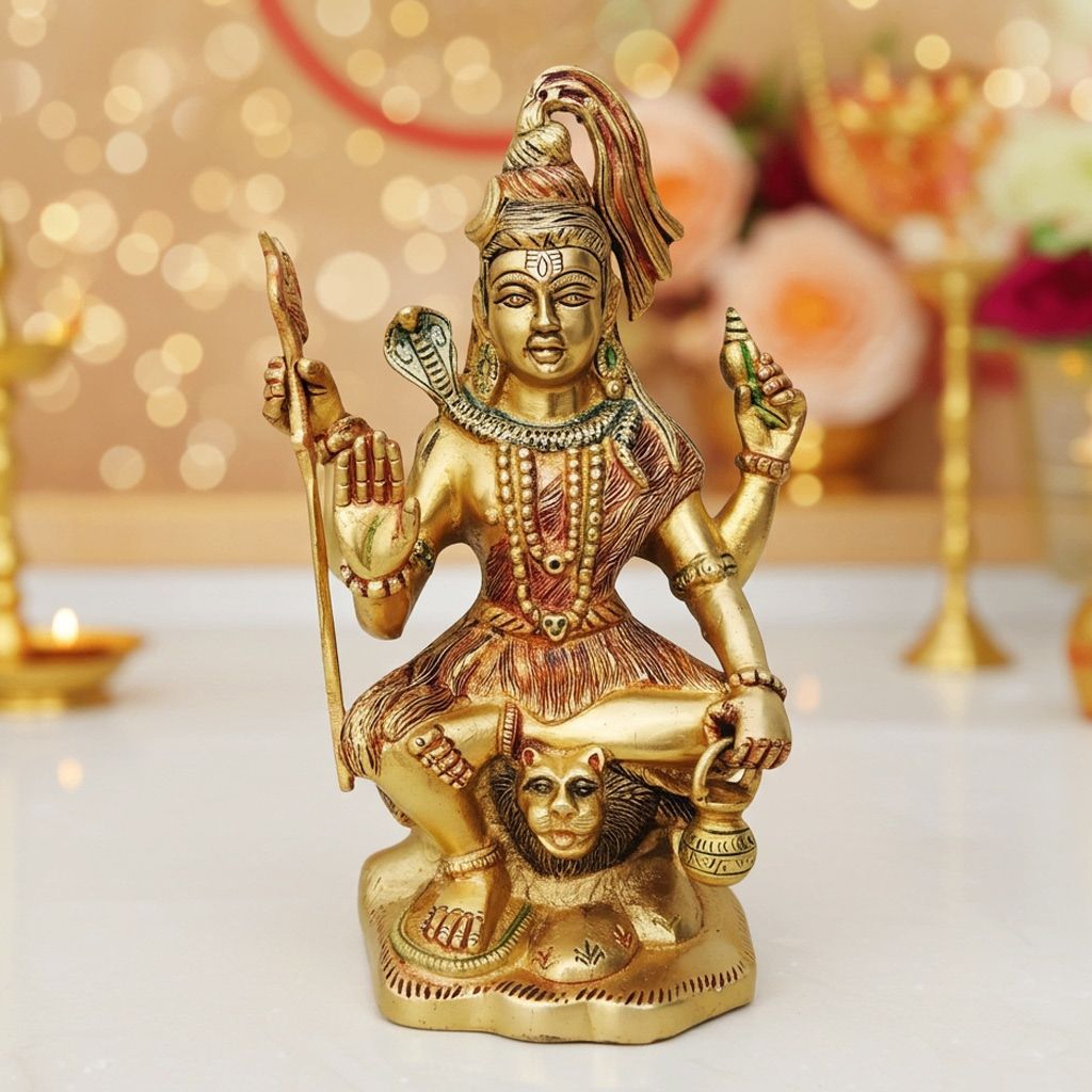 Brass Shiv Ji Statue - Religious Home Decor, Height : 9 Inch (BSMAS831 A)