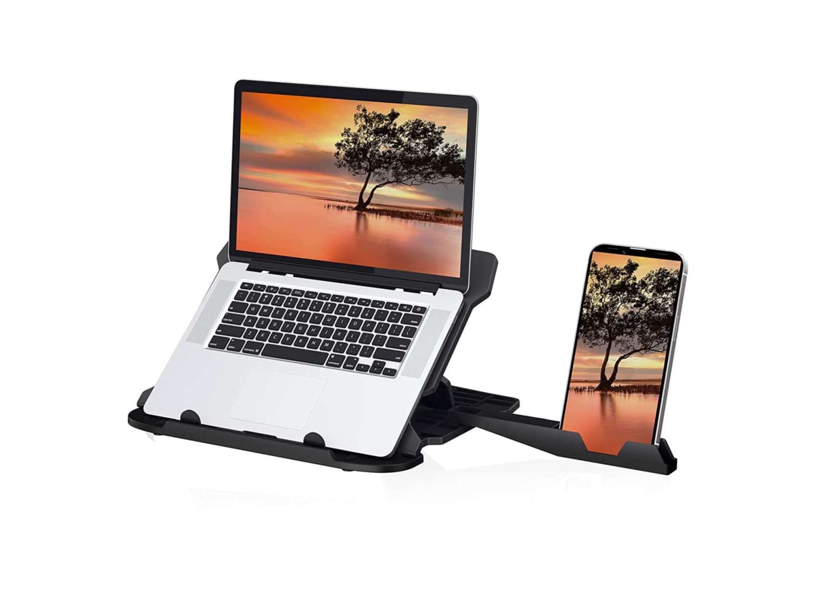 Portronics My Buddy Hexa 22 Laptop Stand with 360 Rotation Base, Mobile Stand, 7 Adjustable Heights, Air Ventilation, Portable & Foldable Design for Upto 15.6 Inches Laptops & MacBook (Black)