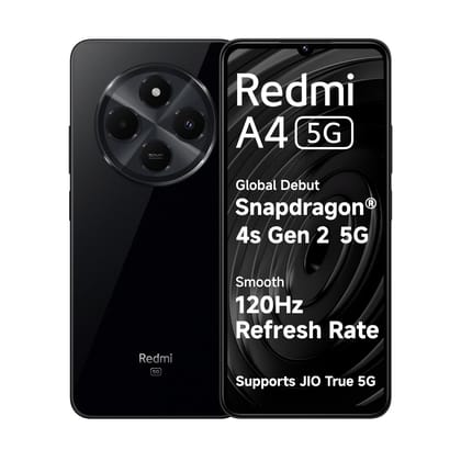 Redmi A4 5G (Starry Black, 4GB RAM, 128GB Storage) | Segment Largest 6.88in 120Hz | 50MP Dual Camera | 18W Fast Charging | Charger in The Box Redmi A4 5G (Starry Black, 4GB RAM, 128GB Storage) | Segment Largest 6.88in 120Hz | 50MP Dual Camera | 18W Fast 