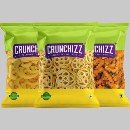 CRUNCHIZZ - 3 in 1 CHAKLI COMBO I GARLIC, JILEBI & TOMATO Murukku I Traditional South Indian Recipe I No Artificial Additives I Authentic & Crunchy I 200 Gram Each I Total 600 Grams CRUNCHIZZ - 3 in 1 CHAKLI COMBO I GARLIC, JILEBI & TOMATO Murukku I Traditional South Indian Recipe I No Artificial Additives I Authentic & Crunchy I 200 Gram Each I Total 600 Grams