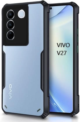 PLUGTECH Slim Shockproof Case | Matte Black Soft | Drop Protection | Precise Cutouts | Premium Mobile Cover for Vivo V27, Vivo V27 PRO