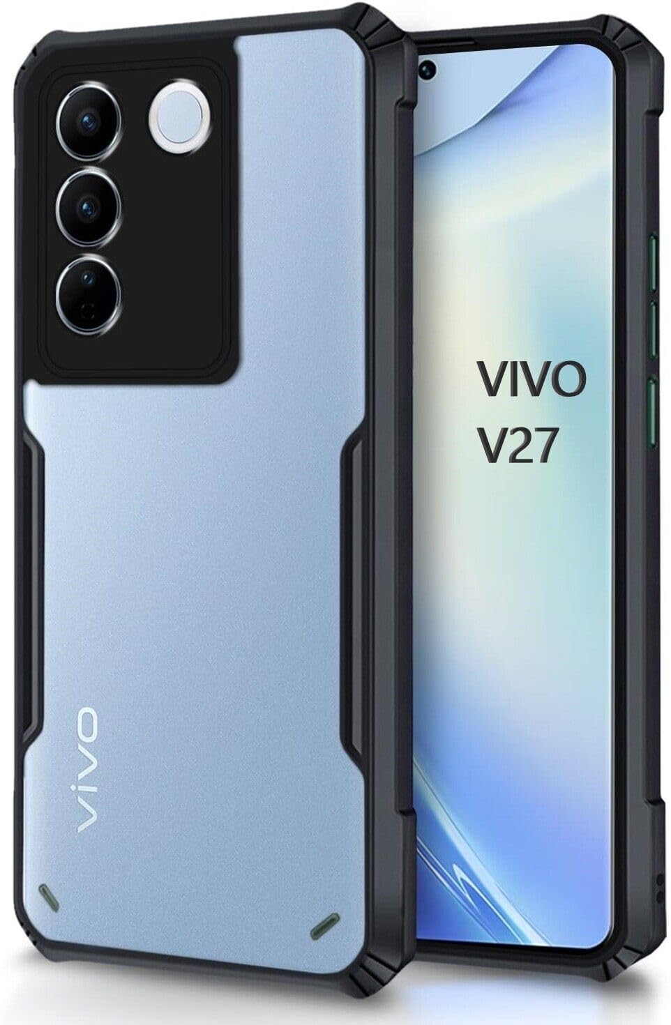 PLUGTECH Slim Shockproof Case | Matte Black Soft | Drop Protection | Precise Cutouts | Premium Mobile Cover for Vivo V27, Vivo V27 PRO