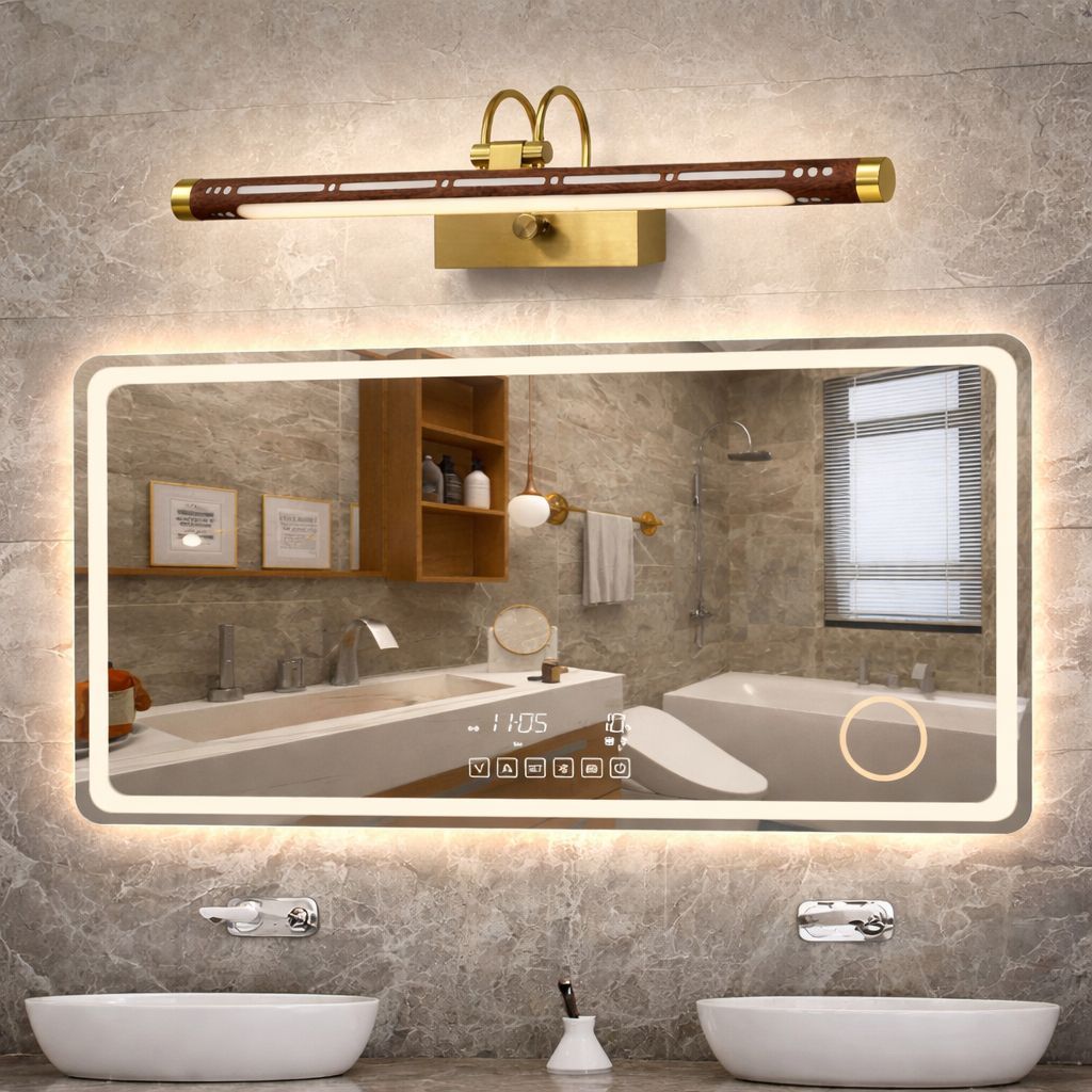 SPARKWORLD LED Picture Light | Wooden Finish & Gold Body | 3 Color Mode Wall Light for Living Room, Bedroom & Wall Frames | Colour: LX475WL|12W|GD|WD