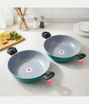 LAZYWINDOW Non-stick Kadhai Induction Bottom Bakelite Handle 3 mm Thickness 26 cm Diameter ( 3 L )