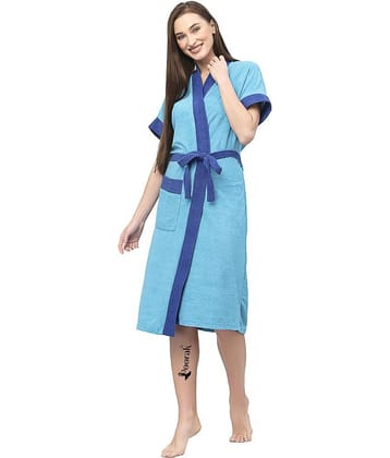 Poorak Blue Free Size Bathrobe ( Pack of 1 )
