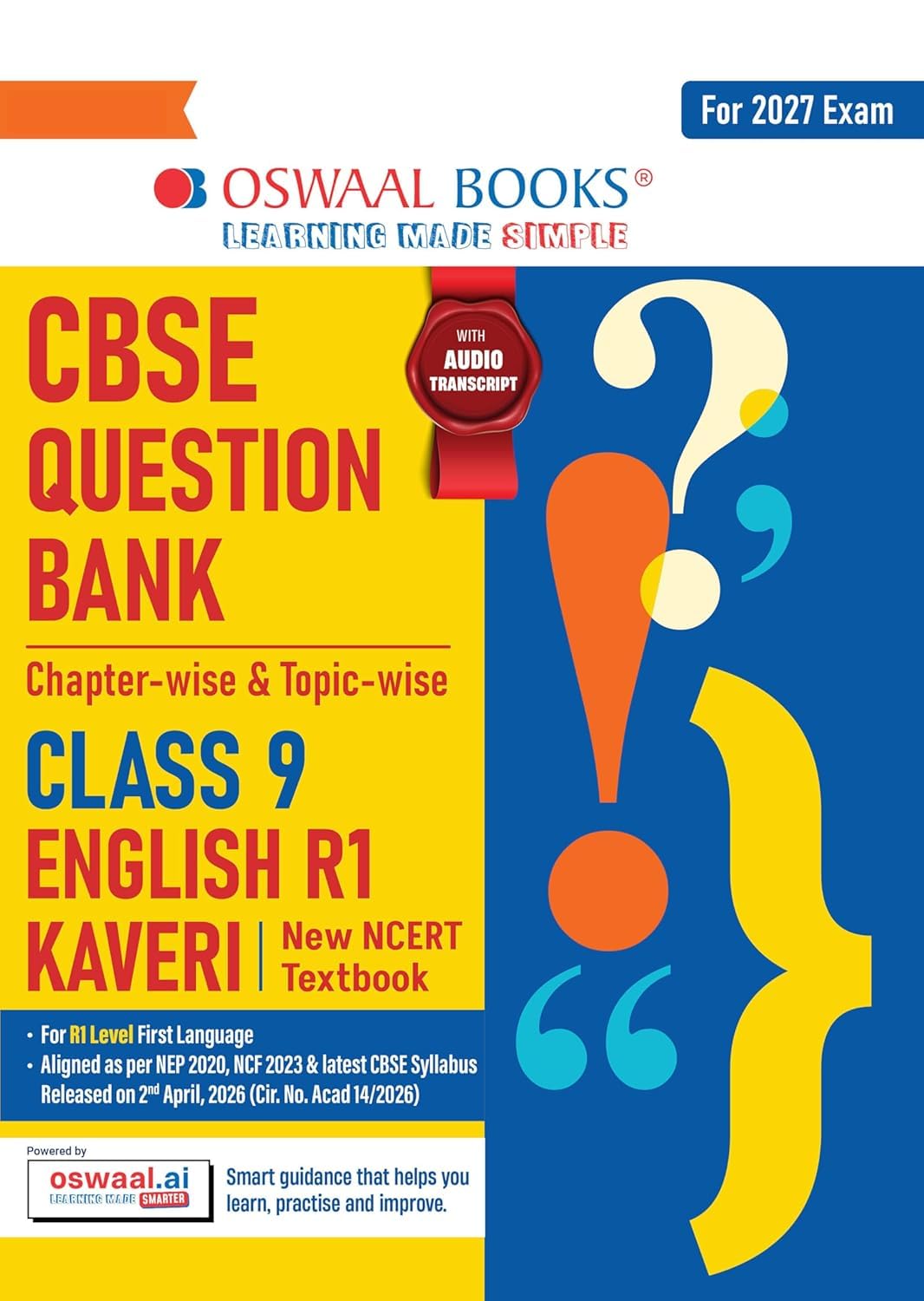 OSWAAL CBSE ENGLISH QUESTION BANK KAVERI CHAPTERWISE TOPICWISE CLASS 9 FOR 27 EXAMS-OSEN9