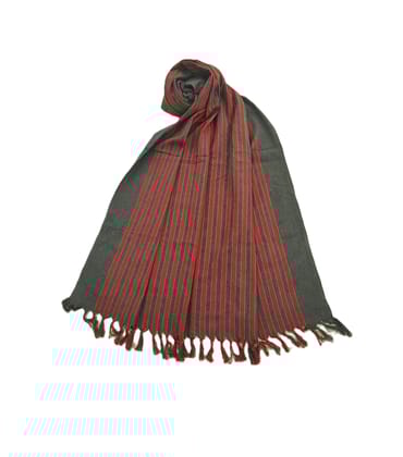 Dhaga Vishwas Ka Grey Red Striped Handloom Cotton Stole