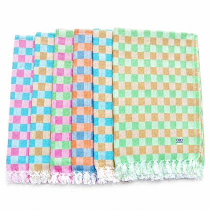 Pastel Check Towels ( Pack of 6 )