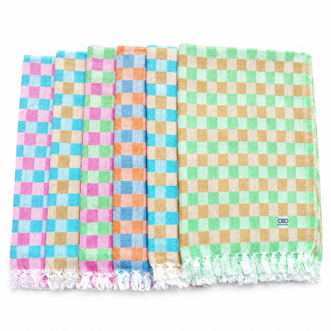 Pastel Check Towels ( Pack of 6 )