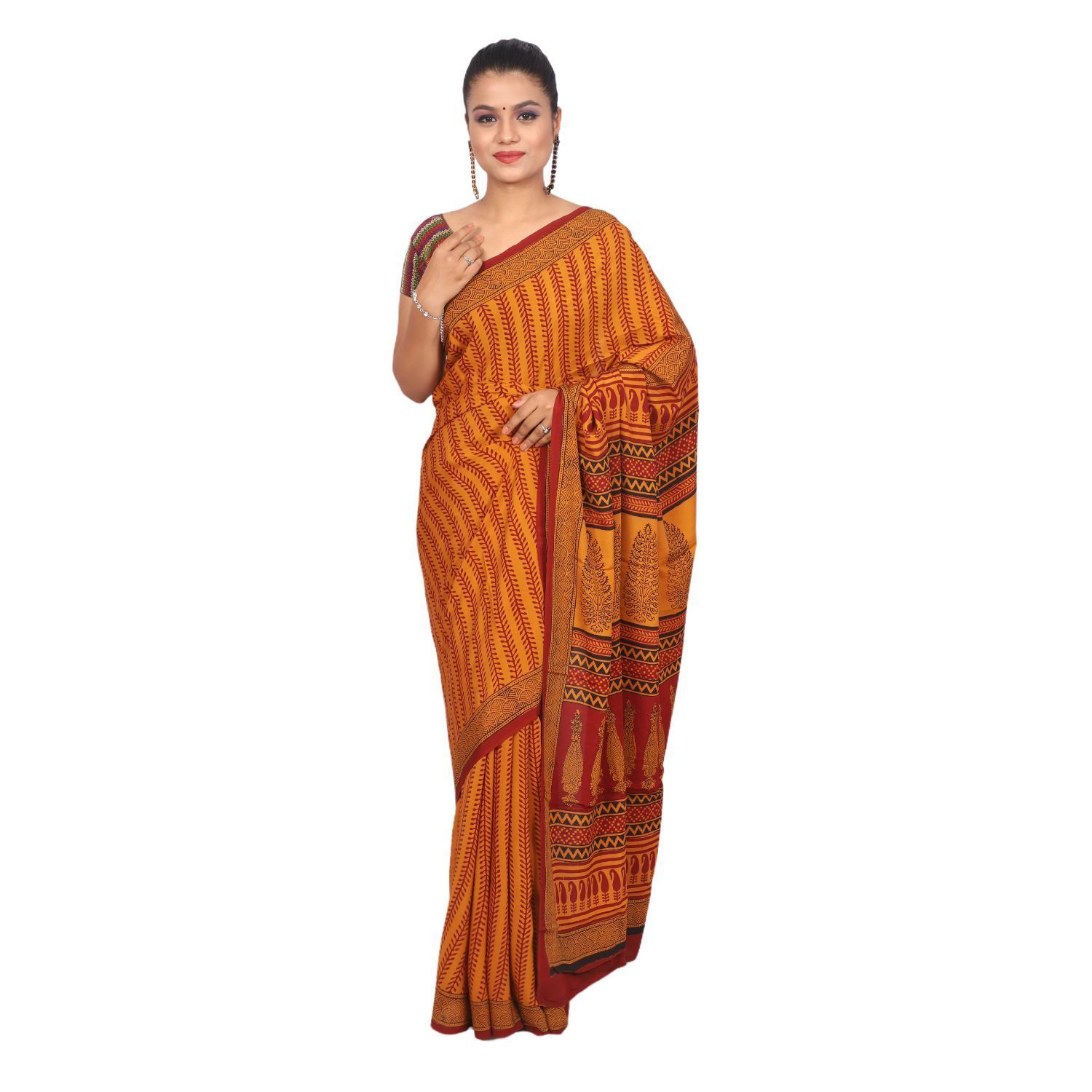 HANDLOOM CRAPE SILK SAREE WITH BLOUSE (SKU - 3I0106030422 SAREE- 211)