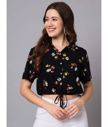 The Dry State Women Printed Rayon Shirt ( Black )