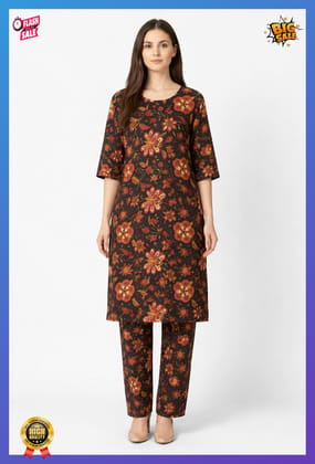 Women Cotton Printed Straight Kurti Pant Set | Floral Printed Kurta with Pant | Casual Daily Wear Ethnic Kurti Set for Women Women Cotton Printed Straight Kurti Pant Set | Floral Printed Kurta with Pant | Casual Daily Wear Ethnic Kurti Set for Women