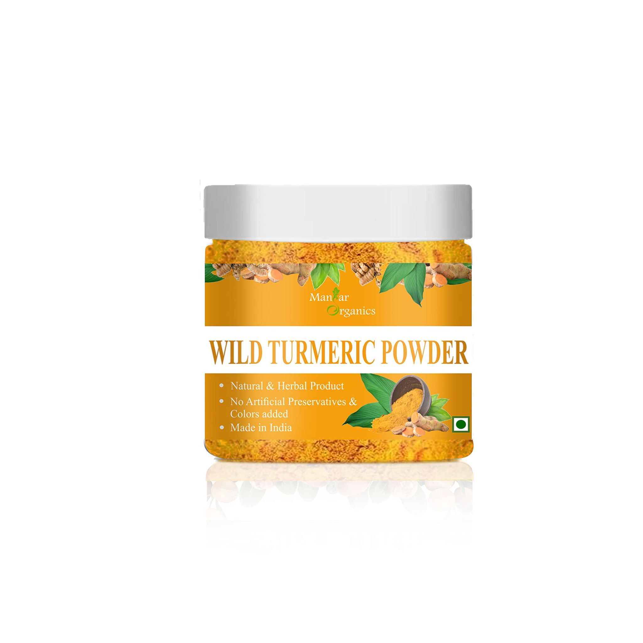 ManHar Organics Wild Turmeric Powder Jar 100gm | Natural Kasturi Haldi for Glowing Skin & Acne | Ayurvedic Beauty Powder