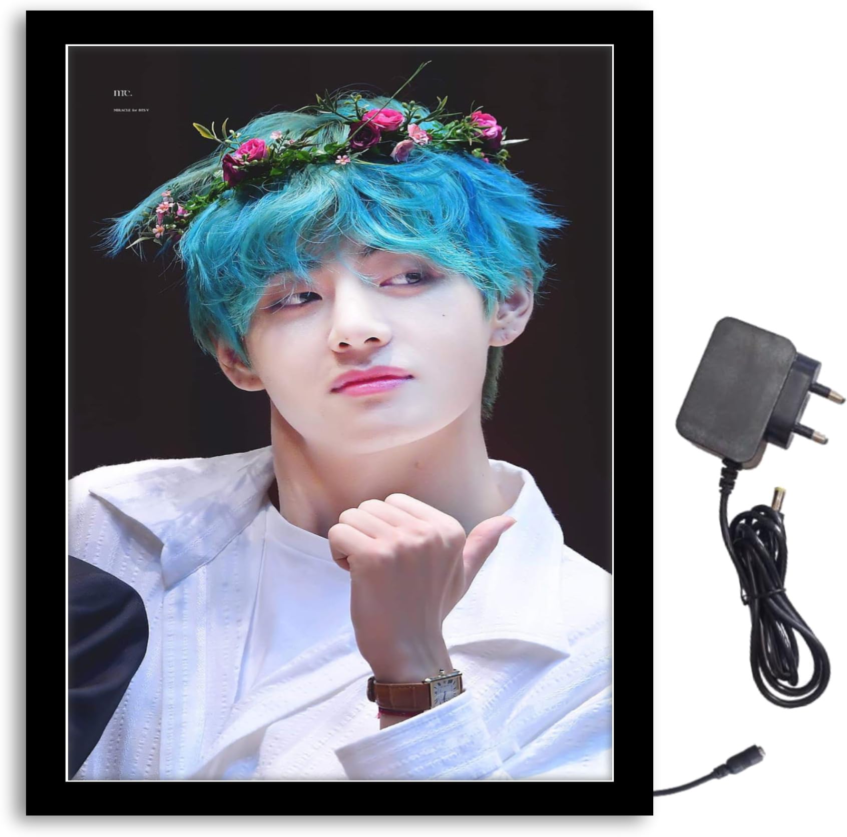 NOKKES BTS Bangtan Sonyeondan Light Photo Frame 8X10 inch Led Light photo Frame With Light Adaptor Led Light Photo Frame Black Color Photo Frame_AQW166