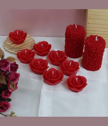 Shraddha Creation Red Floral Floating Candle 7 cm ( Pack of 10 )