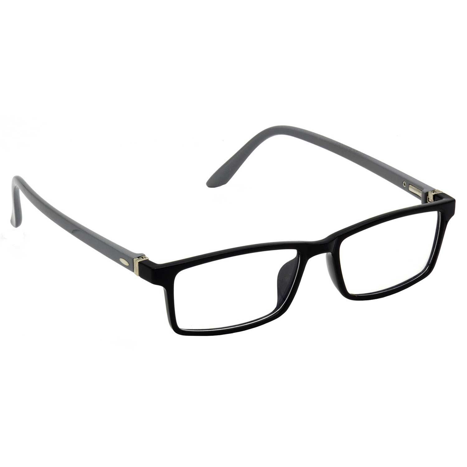 Hrinkar Plastic Full Rim Rectangle chasma frame Men & Women - HFRM-BK-GRY-15