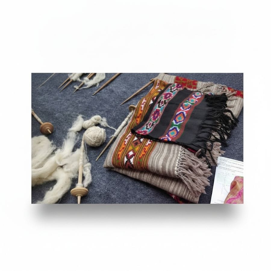 Hand-Spun Artisan Wool Shawl