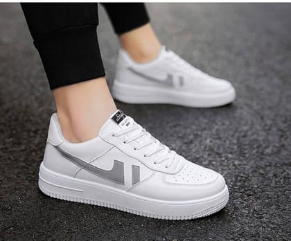 Mens Casual Synthetic Solid Lace-Up Shoes Size 7 (White)