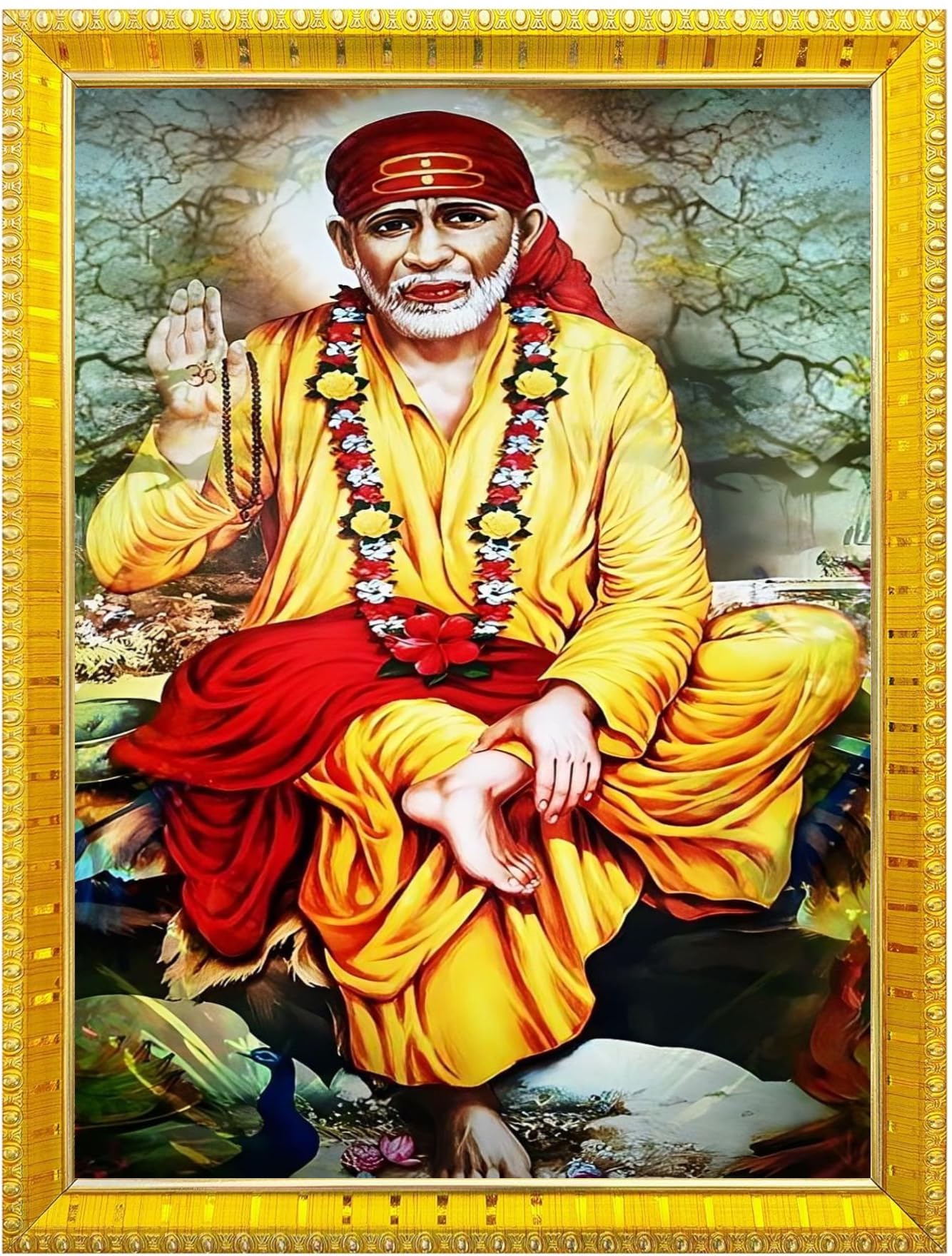 NOKKES Sai Baba Shirdi sai baba photo frame Golden 5X7 Inch Photo Frame_AQW18