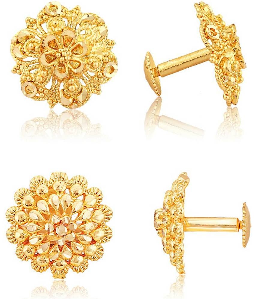 Vighnaharta - Golden Stud Earrings ( Pack of 2 )