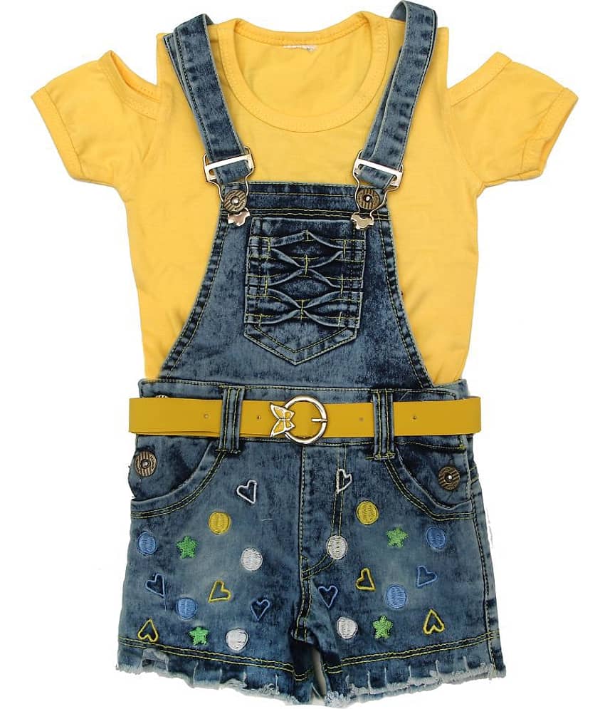 Zadmus Girls Denim Dungarees ( Yellow )