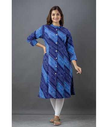 Lee Moda - Blue Cotton Women's Front Slit Kurti ( Pack of 1 )