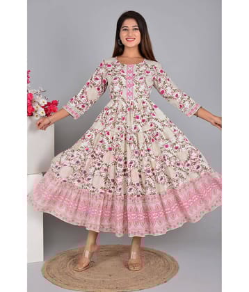 SIPET Rayon Printed Anarkali Women's Kurti - Pink ( Pack of 1 )
