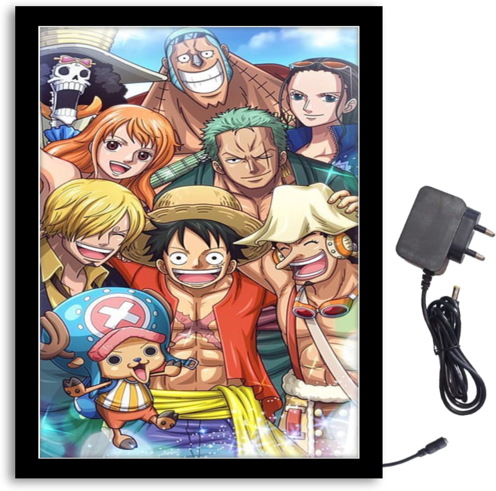 NOKKES One Piece Team Light Photo Frame 8X10 inch Led Light photo Frame With Light Adaptor Led Light Photo Frame Black Color Photo Frame_AQW165