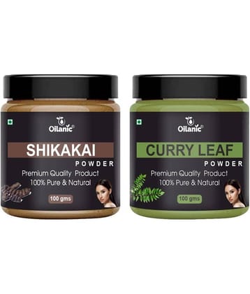 Oilanic 100% Pure Shikakai Powder & Curry Leaf Powder For Skin Hair Mask 200 g Pack of 2