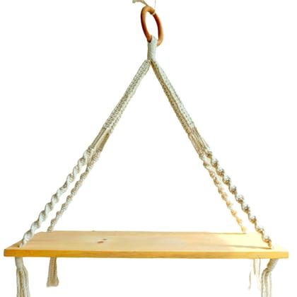 Handmade Wooden Plank Macrame Hanging Wall Shelve Handmade Wooden Plank Macrame Hanging Wall Shelve