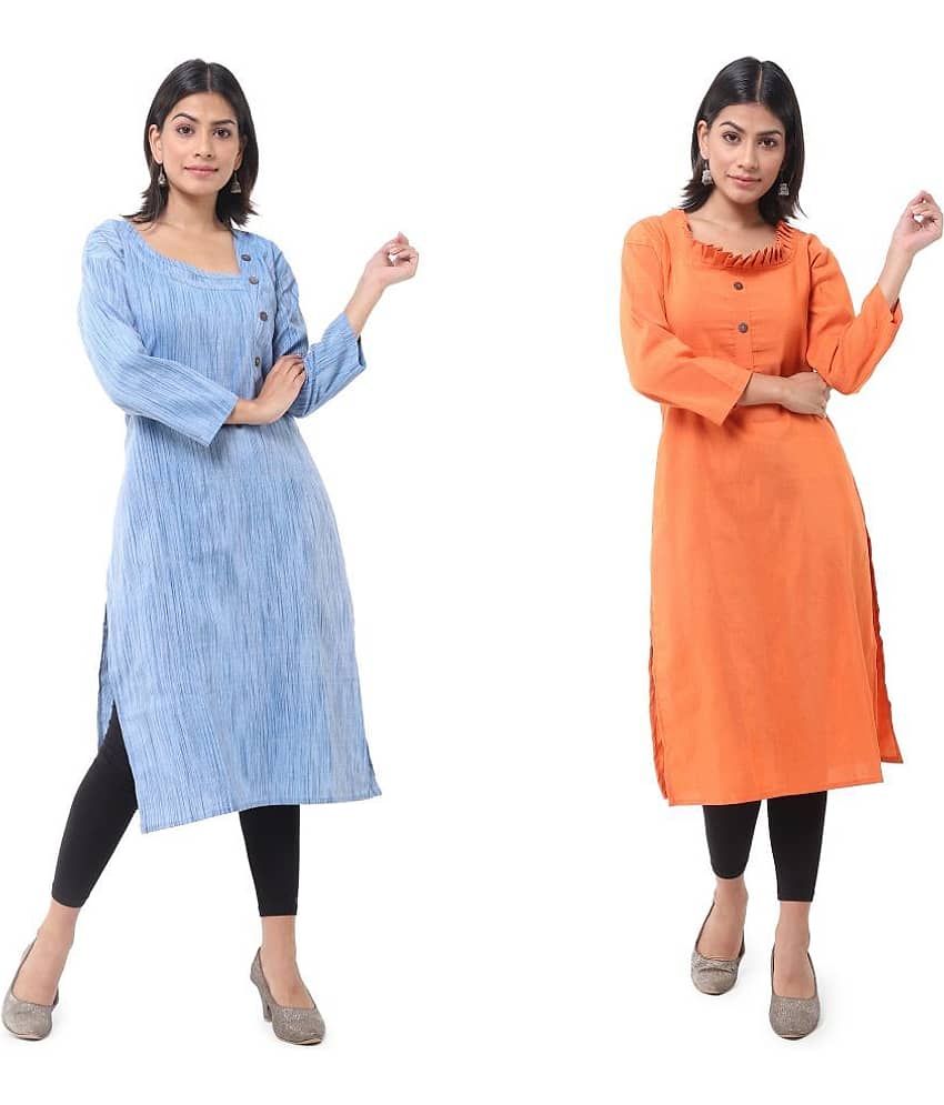 DESHBANDHU DBK - Multicolor Cotton Women's Straight Kurti ( Pack of 2 )