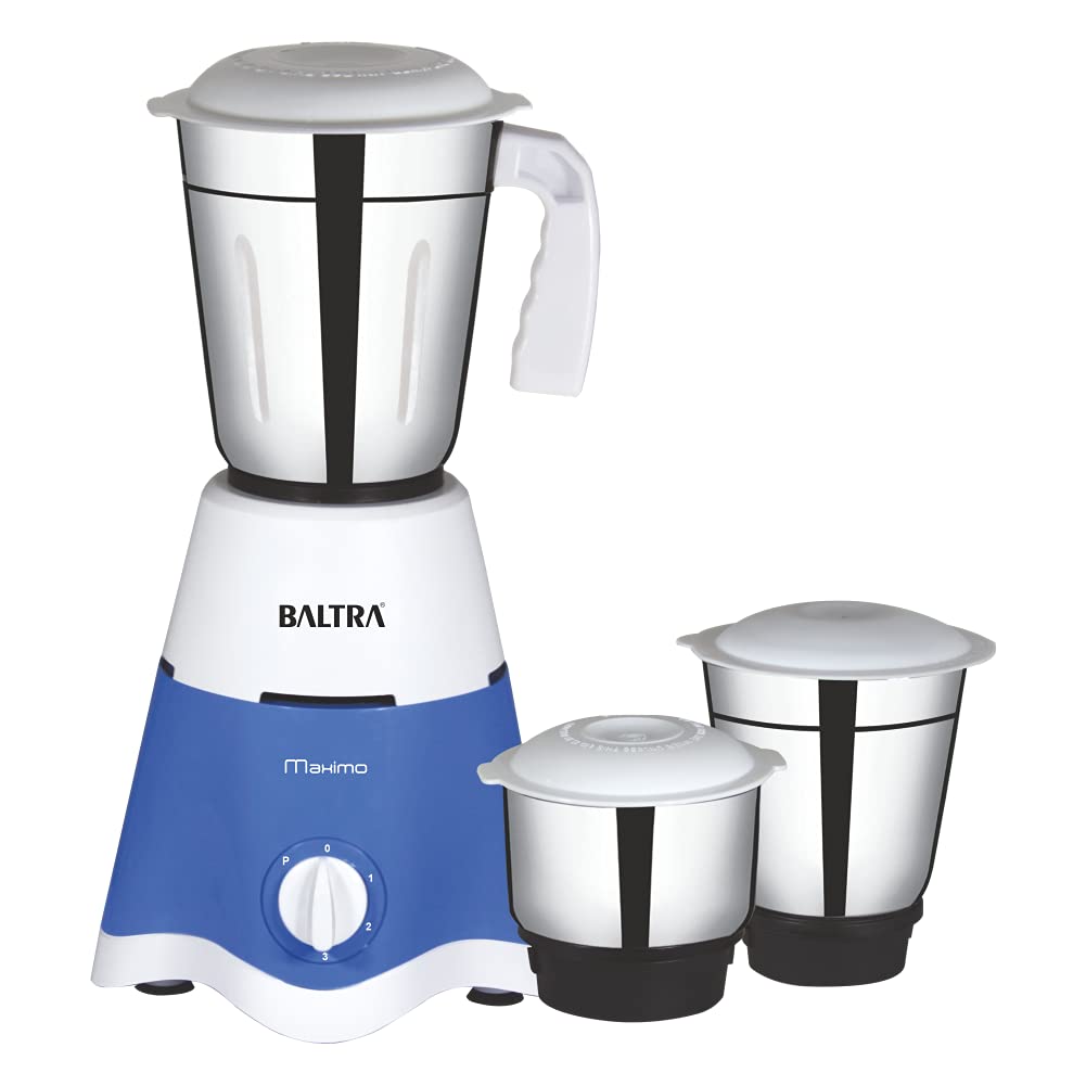 Baltra Maximo 500Watt Mixer Grinder 3 Stainless Steel Jars(Turquoise Blue & White)(ISI Certified, 2year warranty with Doorstep Service)