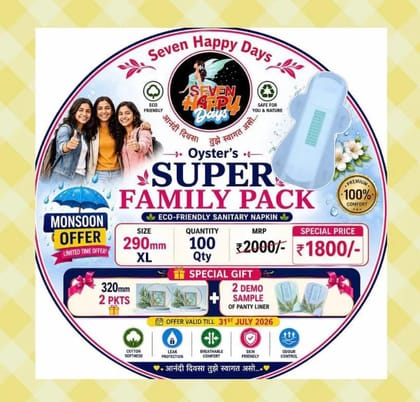 Seven Happy Days Super Family Pack  290mm XL  100 Counts 