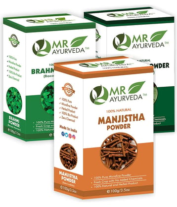 MR Ayurveda Manjistha, Brahmi & Bhringraj Powder Hair Scalp Treatment 300 g Pack of 3