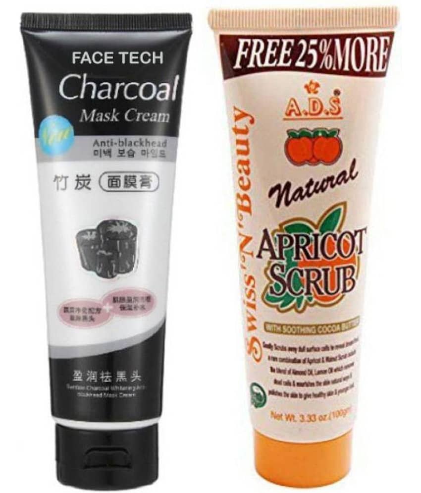 ClubComfort Ads Scrub 100 gm + Original Charcoal Face Mask Cream 230 gm Pack of 2