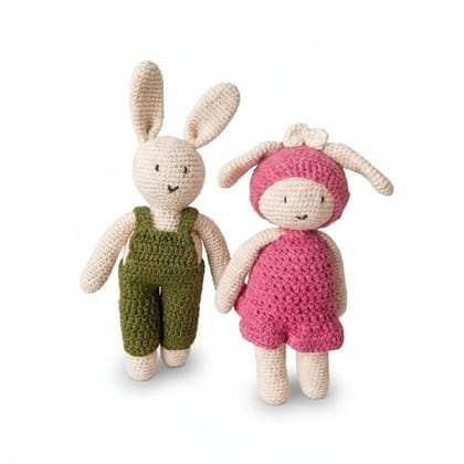 Handmade Crochet Rabbit Doll Pair