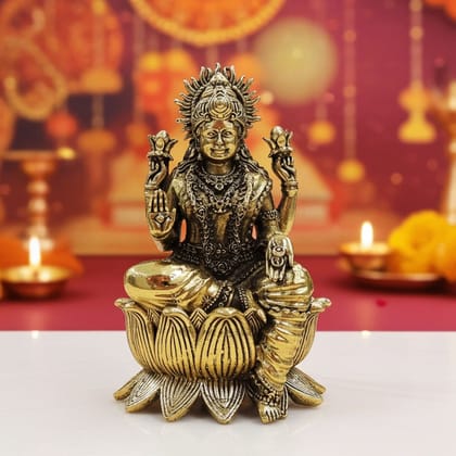 Pure Brass Lakshmi Mata Murti for Mandir, Diwali Puja & Vastu, Height : 5 Inch (BSMAS1846 L)