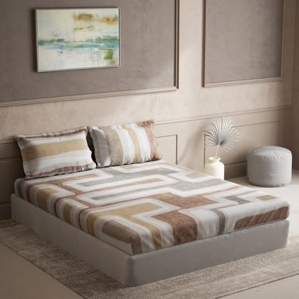DDECOR - Souvenir Collection 100% Cotton Abstract Pattern 145TC Super King |274 CM X 274 CM| Brown
