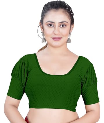 DELTIN HUB Green Readymade without Pad Silk Blend Women's Blouse ( Pack of 1 )