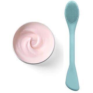 1 PCS Silicone Face Mask Brush Applicator 2 in 1 Soft Bristle Face Scrubber Beauty Tool Portable Facial Cleansing Brush Applicator for Mud Clay Charcoal Mixed Mask DIY Modeling Mask Body Lotion
